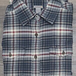 Carhartt Women's Plaid Flannel Shirt M Long Sleeve Cotton Blend Button Up